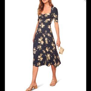 Reformation Matin Ruched Neck Midi Dress, 6